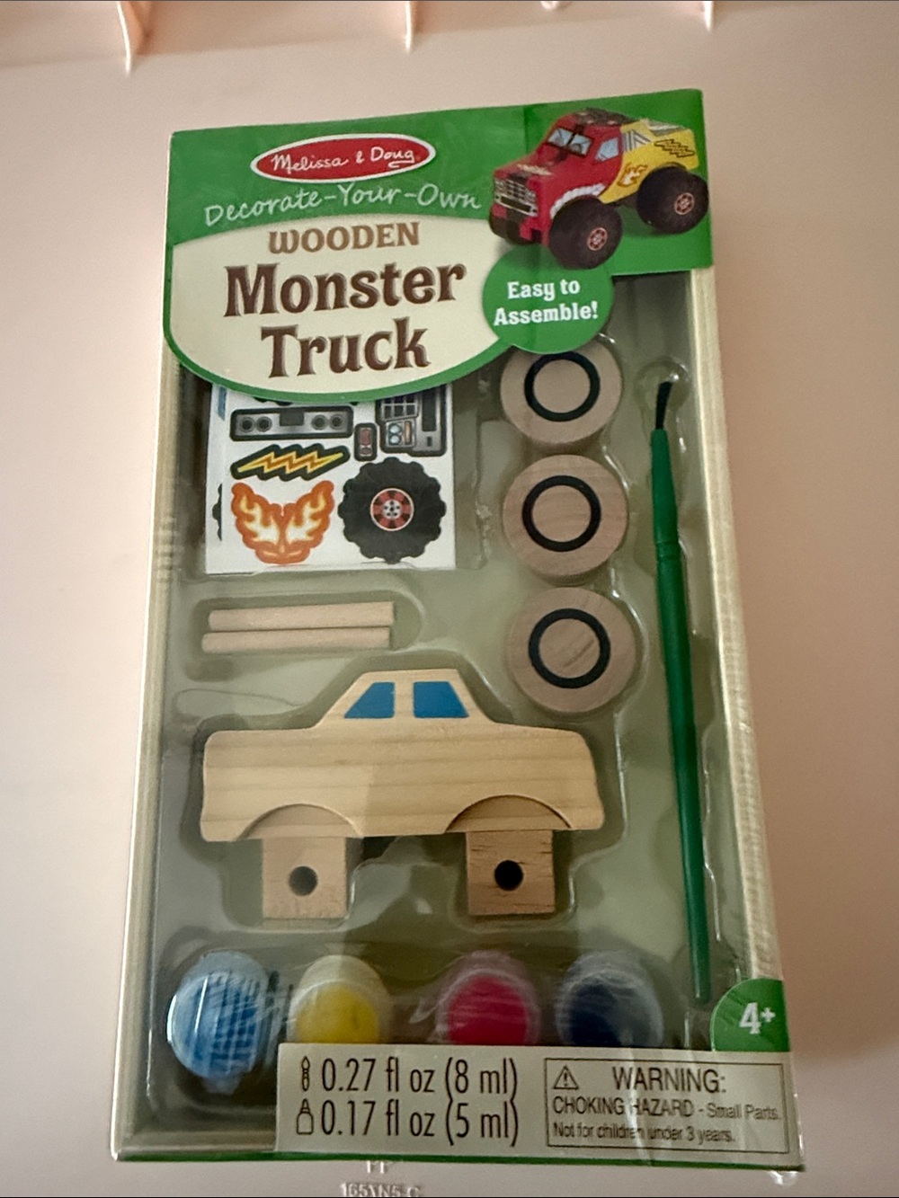 Melissa & Doug Wooden Monster Truck Craft Kit - Green, Blue, Yellow, Red